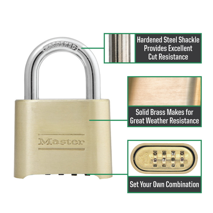 Master Lock 175D Set Your Own Combination Solid Body Padlock 2in (51mm) Wide-Combination-HodgeProducts.com