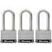 Master Lock 1SSTRI 1-3/4in (44mm) Wide Laminated Stainless Steel Padlock with 2in (51mm) Shackle; 3 Pack-Keyed-HodgeProducts.com