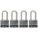 Master Lock 3SSQ 1-9/16in (40mm) Wide Laminated Stainless Steel Padlock with 1-1/2in (38mm) Shackle; 4 Pack-Keyed-HodgeProducts.com