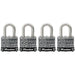 Master Lock 3SSQ Laminated Stainless Steel Padlock; 4 Pack 1-9/16in (40mm) Wide-Keyed-HodgeProducts.com