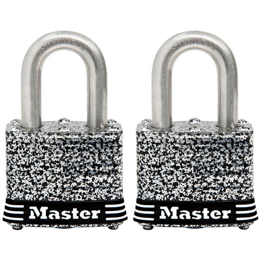 Master Lock 3SST Laminated Stainless Steel Padlock; 2 Pack 1-9/16in (40mm) Wide-Keyed-HodgeProducts.com