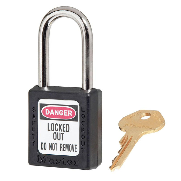 Master Lock 410 Zenex™ Thermoplastic Safety Padlock, 1-1/2in (38mm) Wide with 1-1/2in (38mm) Tall Shackle-Keyed-Master Lock-Keyed Alike-1-1/2in-410KABLK-MasterLocks.com