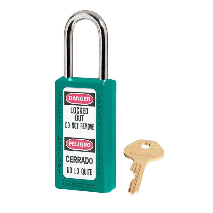 Master Lock 411 Zenex™ Thermoplastic Safety Padlock, 1-1/2in (38mm) Wide with 1-1/2in (38mm) Tall Shackle-Keyed-Master Lock-Teal-Keyed Alike-411KATEAL-MasterLocks.com