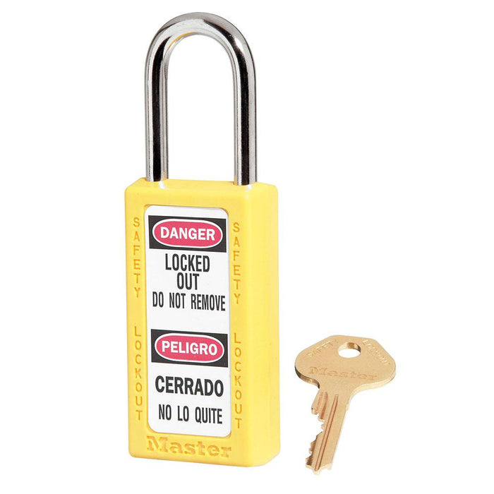 Master Lock 411 Zenex™ Thermoplastic Safety Padlock, 1-1/2in (38mm) Wide with 1-1/2in (38mm) Tall Shackle-Keyed-Master Lock-Yellow-Keyed Alike-411KAYLW-MasterLocks.com