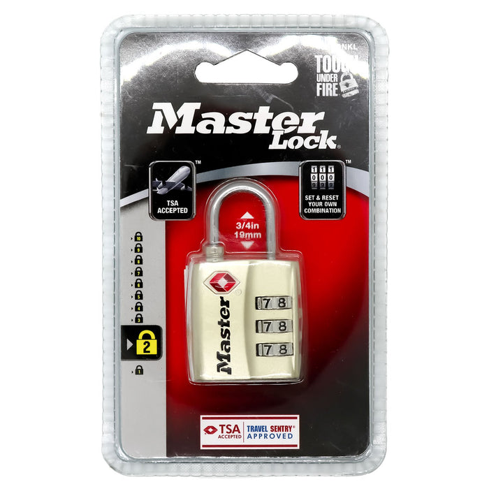 Master Lock 4680DNKL TSA-Accepted Combination Padlock 1-3/16in (30mm) Wide (Pack of 4)