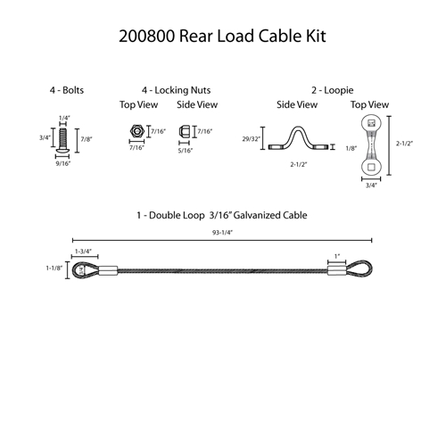 Hodge Products 200800 Rear Load Cable Kit-HodgeProducts.com