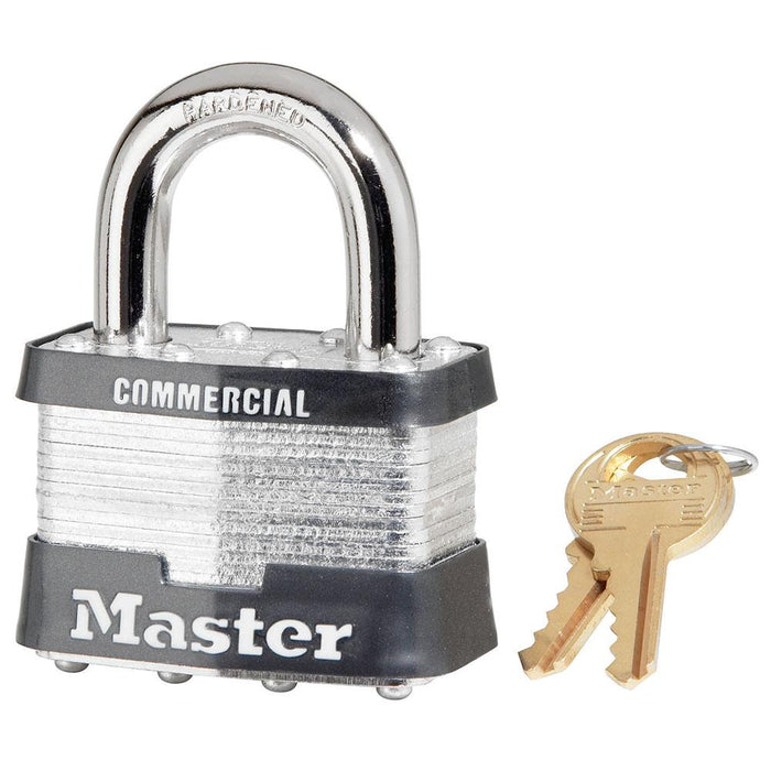 Master Lock 5 Laminated Steel Padlock 2in (51mm) Wide-Keyed-Master Lock-Steel-Keyed Alike-5KA-MasterLocks.com