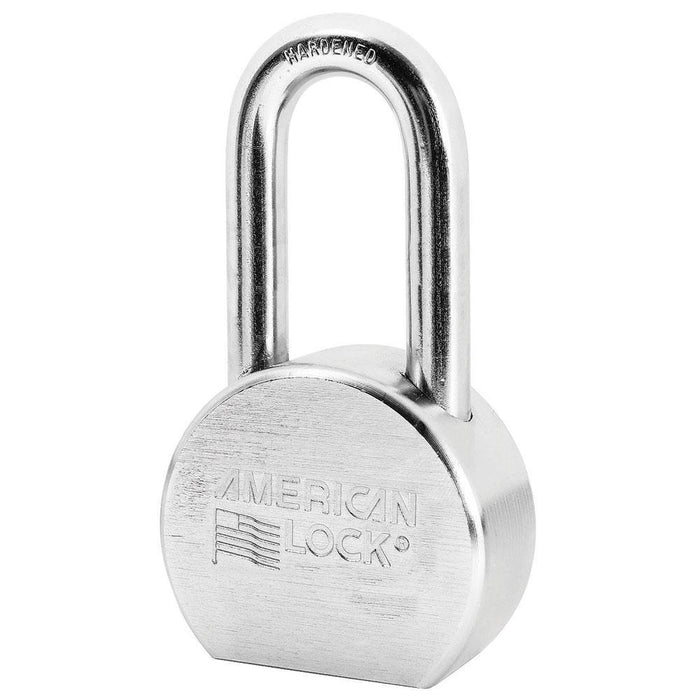 American Lock A701 2-1/2in (64mm) Solid Steel Rekeyable Padlock, Chrome Plated, with 2in (51mm) Shackle-Keyed-HodgeProducts.com