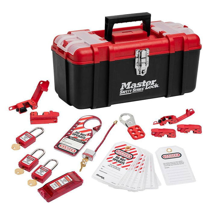 Master Lock 1457E410 Personal Safety Lockout Pouch, Electrical Focus with Zenex™ Thermoplastic Padlocks-Keyed-HodgeProducts.com