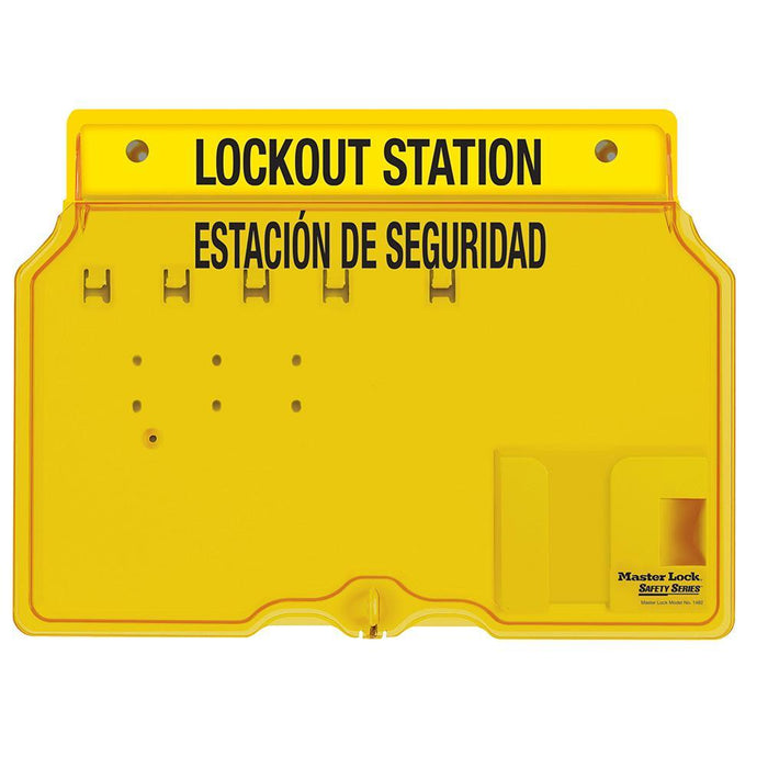 Master Lock 1482BES 4-Lock Padlock Station, English/Spanish, Unfilled-Keyed-HodgeProducts.com