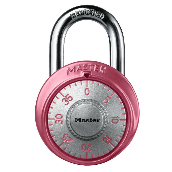 Master Lock 1530DPNK Combination Dial Padlock with Aluminum Cover; Pink 1-7/8in (48mm) Wide-Combination-HodgeProducts.com