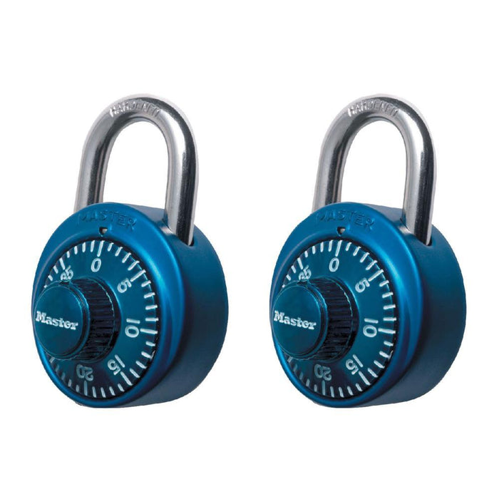 Master Lock 1530T Standard Combination Dial Padlock with Aluminum Cover; Assorted Colors; 2 Pack 1-7/8in (48mm) Wide-Combination-HodgeProducts.com
