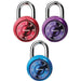 Master Lock 1533TRI Combination Dial Padlock; Assorted Colors; 3 Pack 1-9/16in (40mm) Wide-Combination-HodgeProducts.com