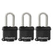 Master Lock 311SSTRI 1-9/16in (40mm) Wide Covered Stainless Steel Padlock with 1-1/2in (38mm) Shackle; 3 Pack; Black-Keyed-HodgeProducts.com