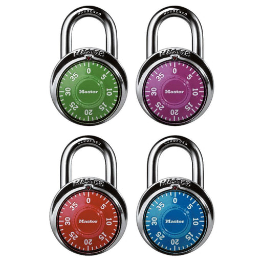 Master Lock 1505D Combination Dial Padlock; Assorted Colors 1-7/8in (48mm) Wide-Combination-HodgeProducts.com