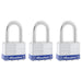 Master Lock 5TRILFPF 2in (51mm) Wide Laminated Steel Padlock with 1-1/2in (38mm) Shackle; 3 Pack-Keyed-HodgeProducts.com