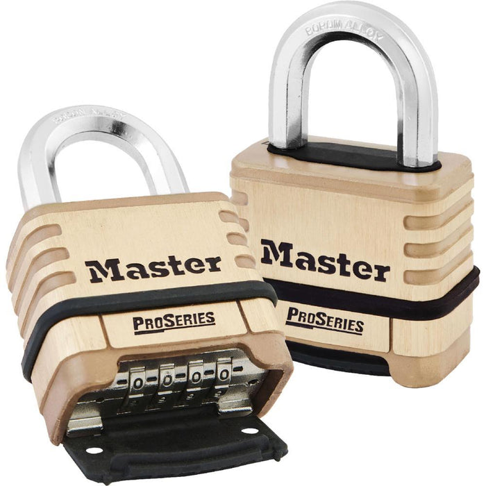 Master Lock 1175D ProSeries® Brass Resettable Combination Padlock 2-1/4in (57mm) Wide-Combination-HodgeProducts.com