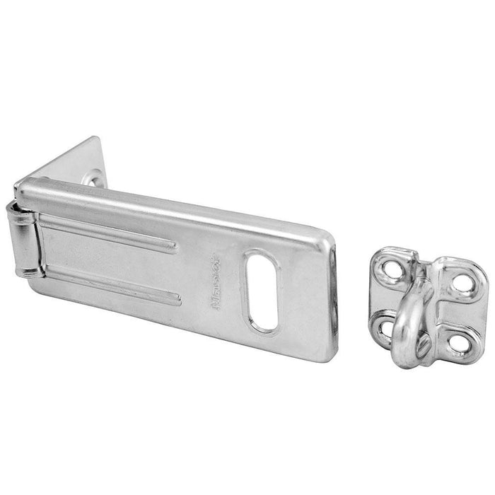 Master Lock 703D Long Zinc Plated Hardened Steel Hasp with Hardened Steel Locking Eye 3-1/2in (89mm) Wide-Other Security Device-HodgeProducts.com