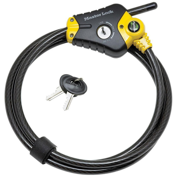 Master Lock 8413DPF 6ft (1.8m) Long x Diameter Python™ Adjustable Locking Cable; and Black 3/8in (10mm) Wide-Keyed-HodgeProducts.com