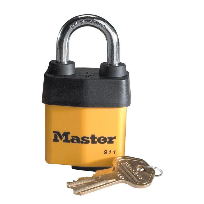 Master Lock 911DPF Covered Laminated Steel Padlock 2-1/8in (38mm) Wide-Keyed-HodgeProducts.com