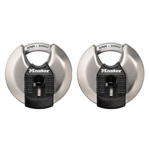 Master Lock M40XTHC 2-3/4in (70mm) Wide Magnum® Stainless Steel Discus Padlock with Shrouded Shackle; 2 Pack-HodgeProducts.com