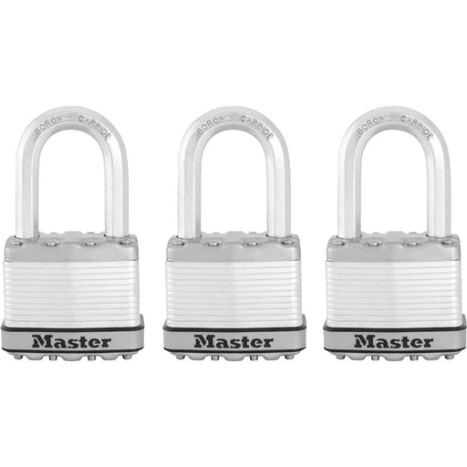 Master Lock M5XTRI 2in (51mm) Wide Magnum® Laminated Steel Padlock ; 3 Pack-HodgeProducts.com