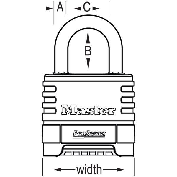 Master Lock 1175D 2-1/4in (57mm) Wide ProSeries® Brass Resettable Combination Padlock with 2-1/16in (53mm) Shackle-Combination-HodgeProducts.com