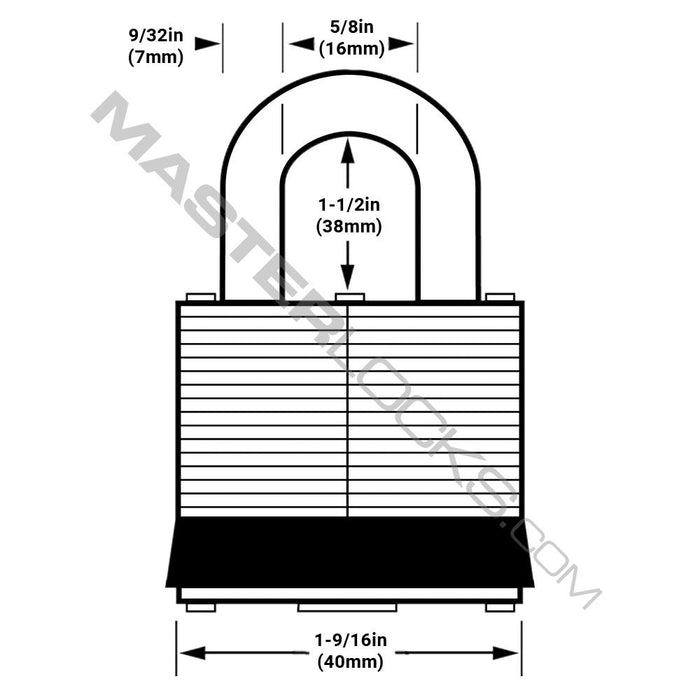Master Lock 3D 1-9/16in (40mm) Wide Laminated Steel Padlock with 1-1/2 (38mm) Shackle (Pack of 4)
