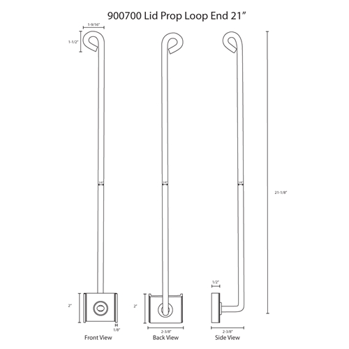 Hodge Products 900700 21" Lid Prop with Looped End-HodgeProducts.com